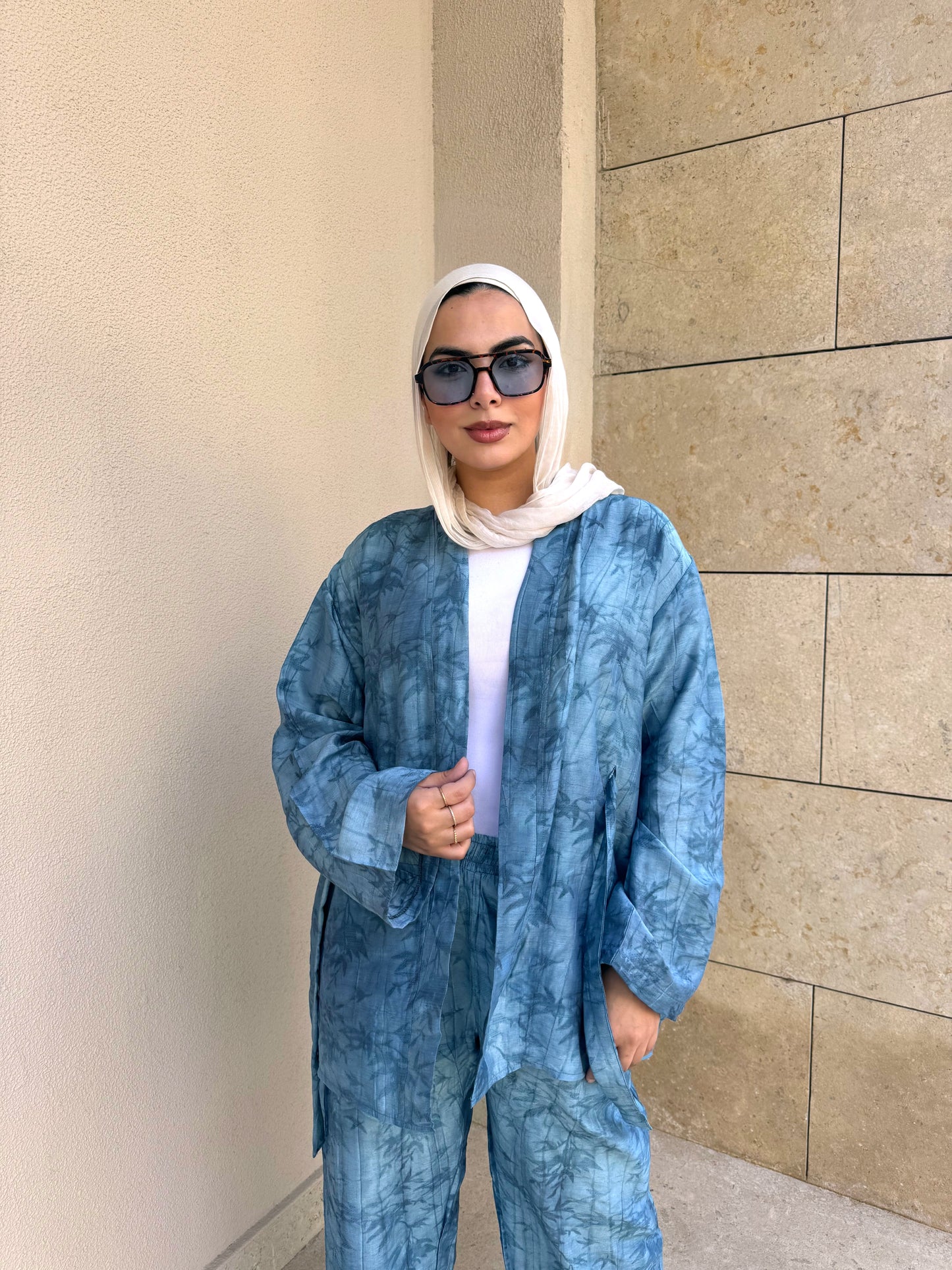 Floral Flow Set in washed blue