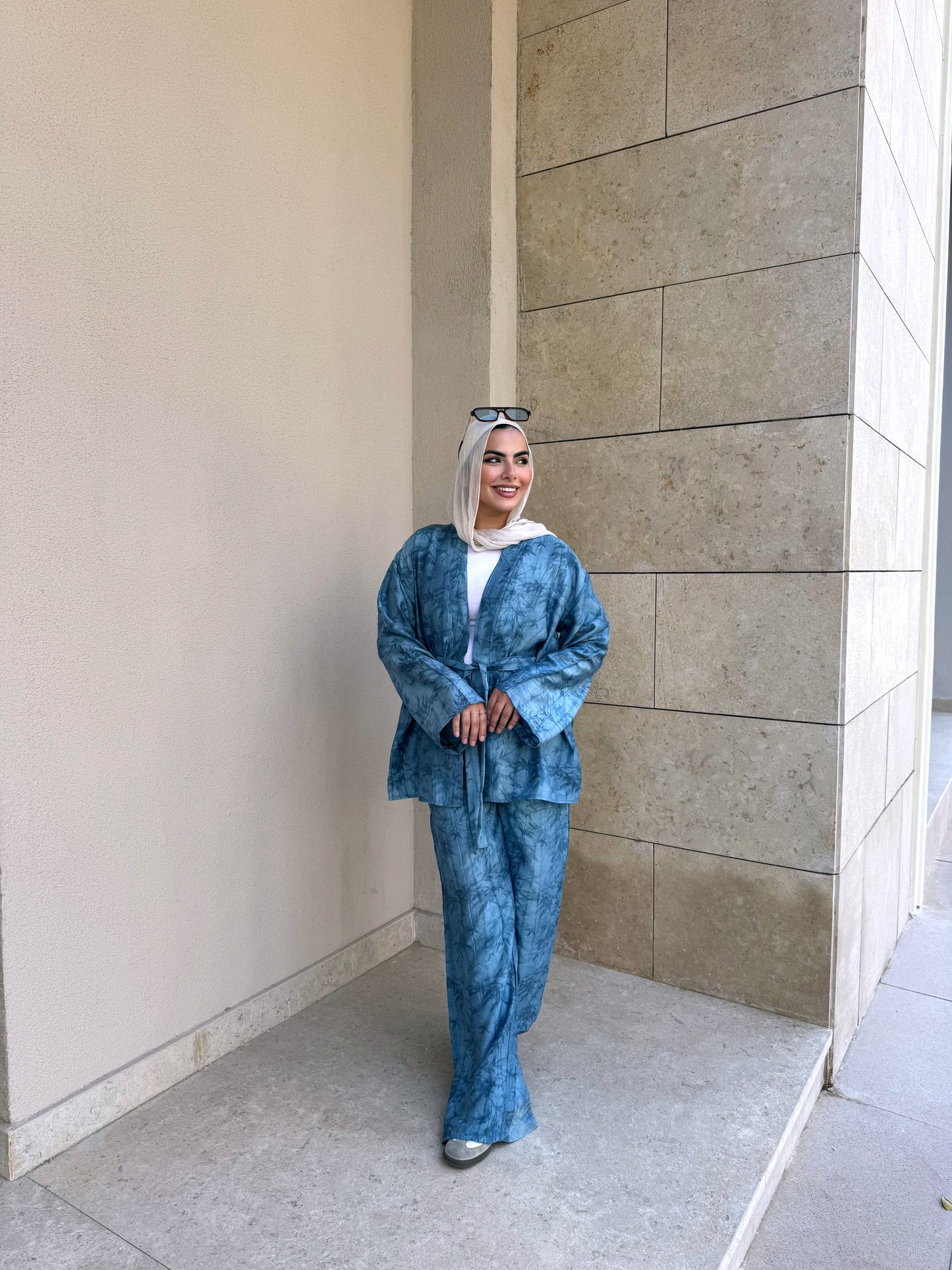 Floral Flow Set in washed blue
