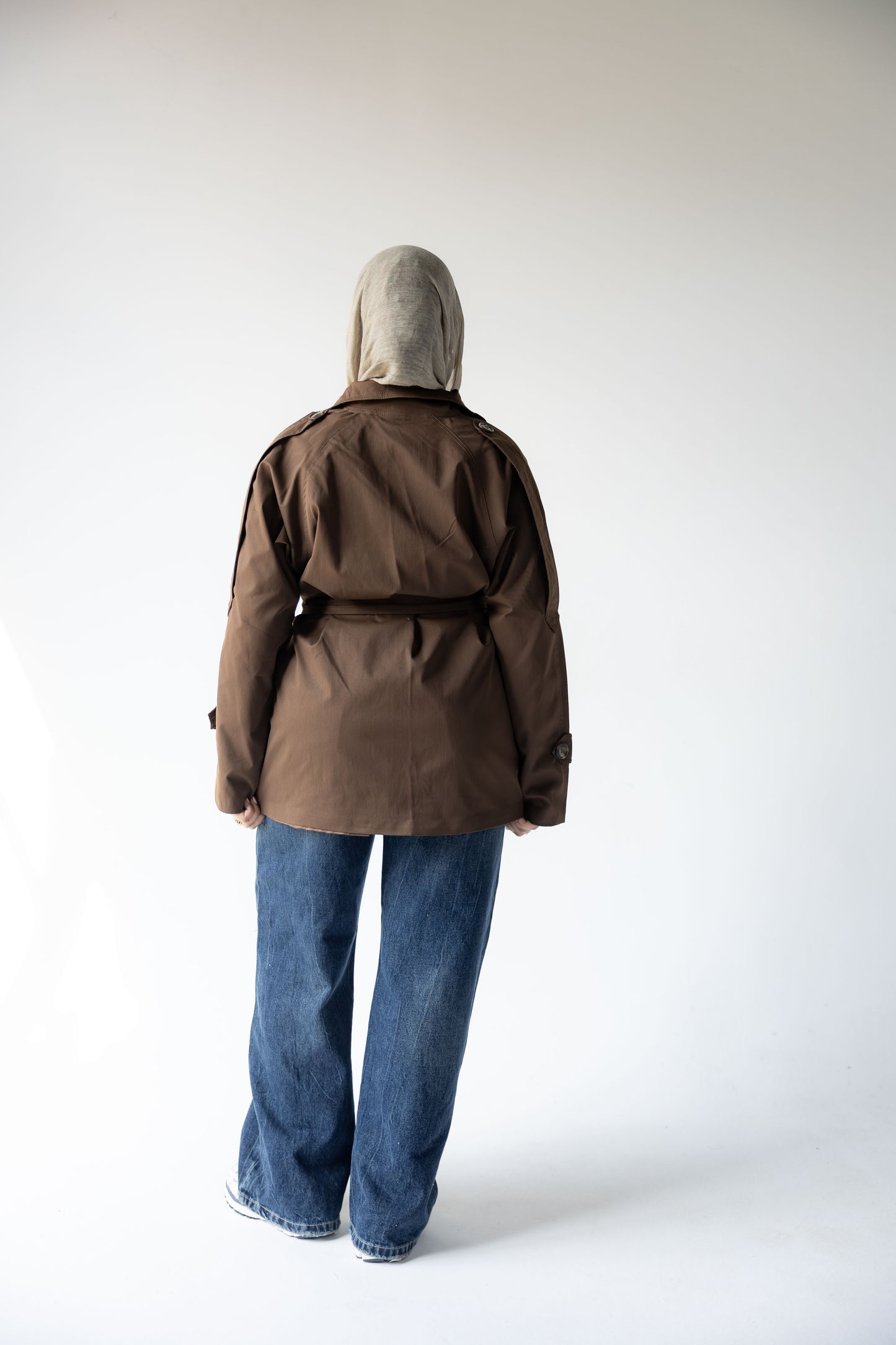 High-Neck Trench in Brown
