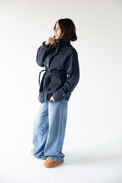 High-Neck Trench in Navy