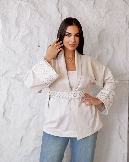 Embroidered wrap Jacket