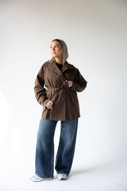 High-Neck Trench in Brown