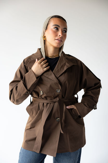 High-Neck Trench in Brown