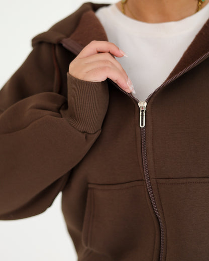 Warm Brown Zip Hoodie