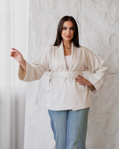 Embroidered wrap Jacket