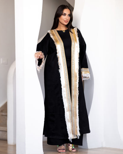 Statement suede kaftan in black