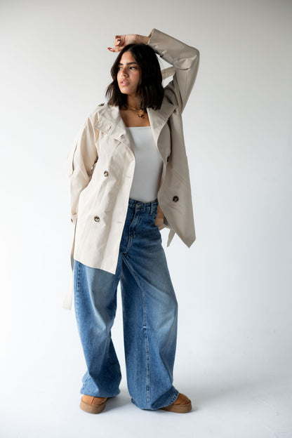 High-Neck Trench in Beige