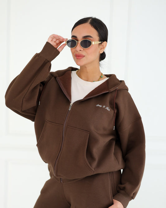 Warm Brown Zip Hoodie