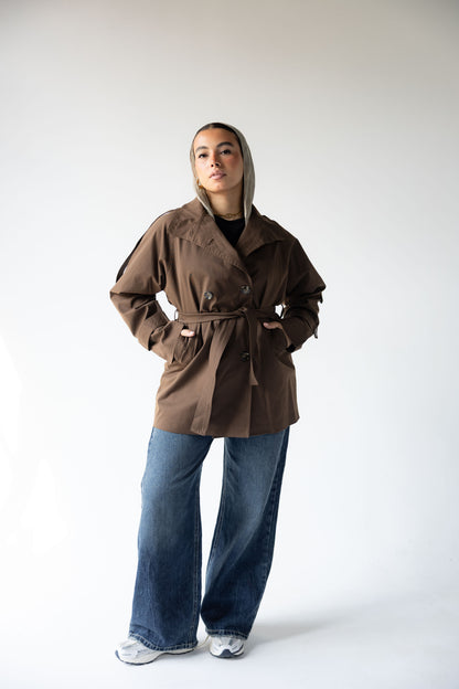 High-Neck Trench in Brown
