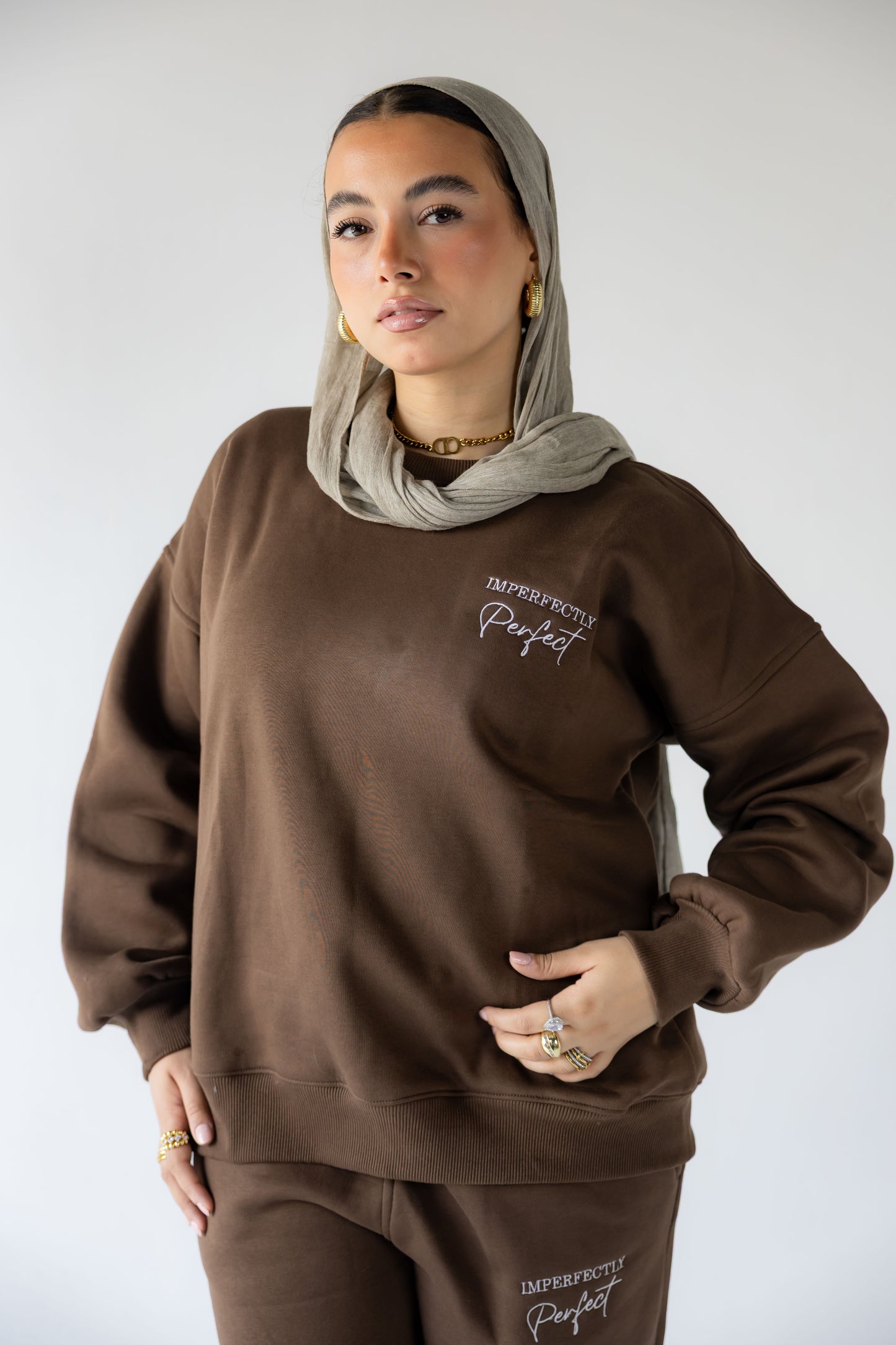 Brown Oversized Crewneck Set