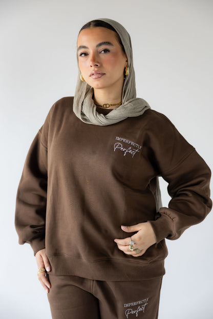 Brown Oversized Crewneck Set