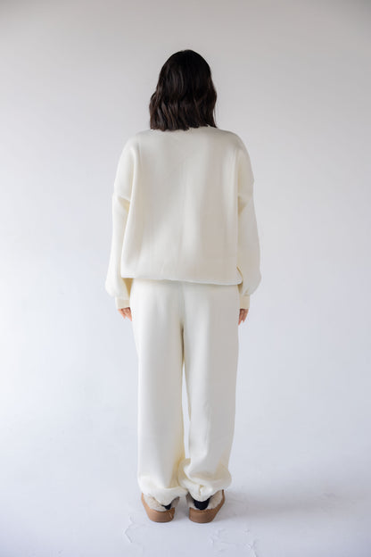 Cream Oversized Crewneck Set