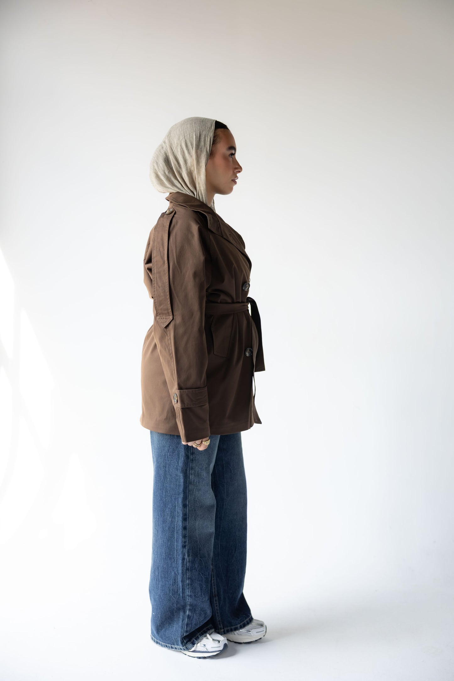 High-Neck Trench in Brown