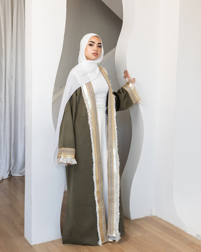 Statement suede kaftan in olive