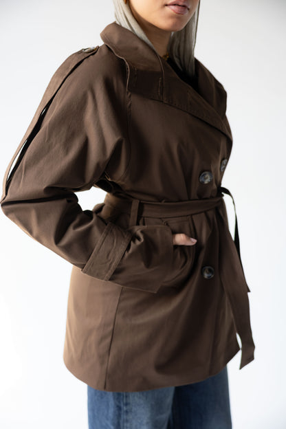 High-Neck Trench in Brown