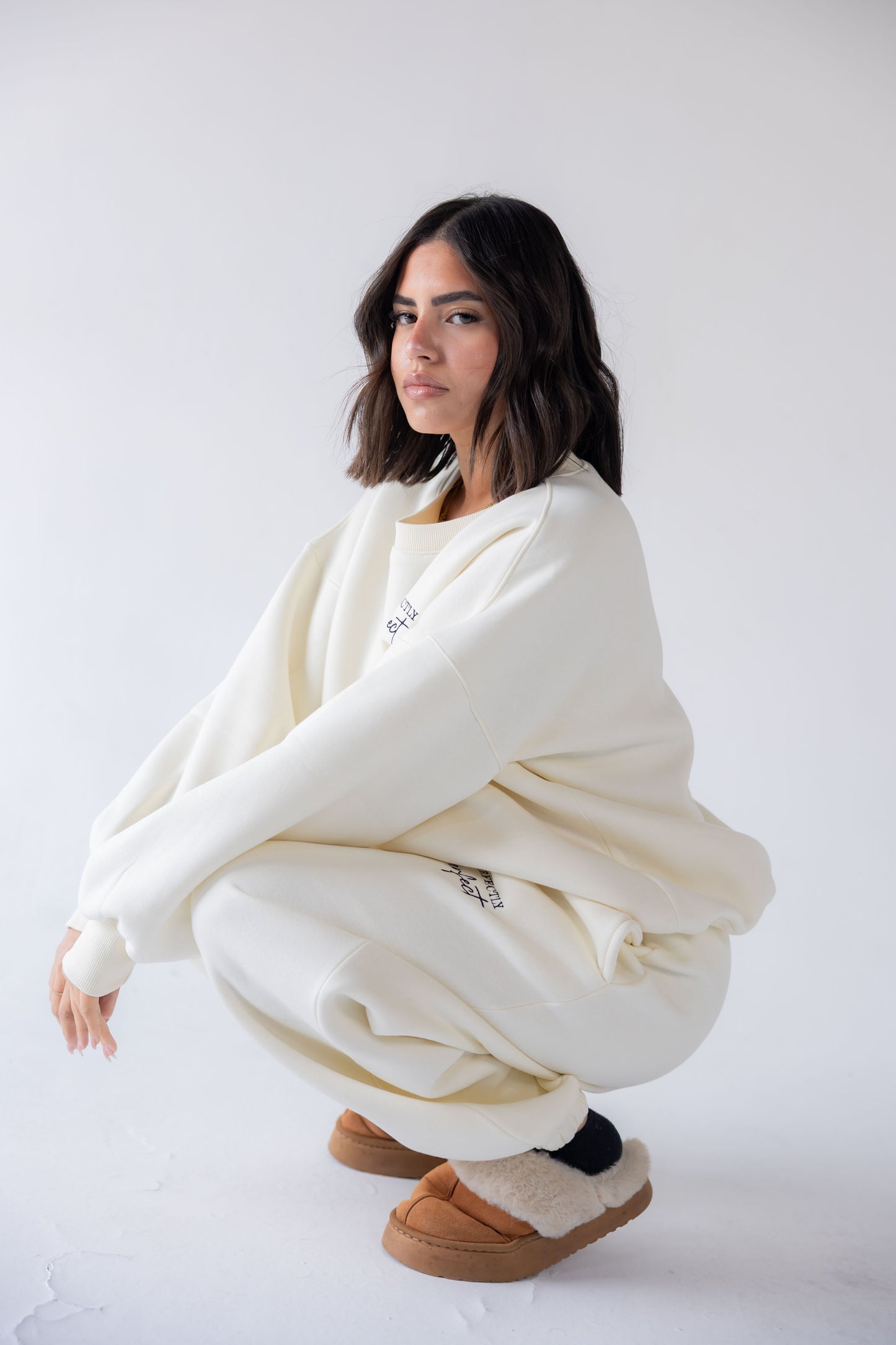 Cream Oversized Crewneck Set