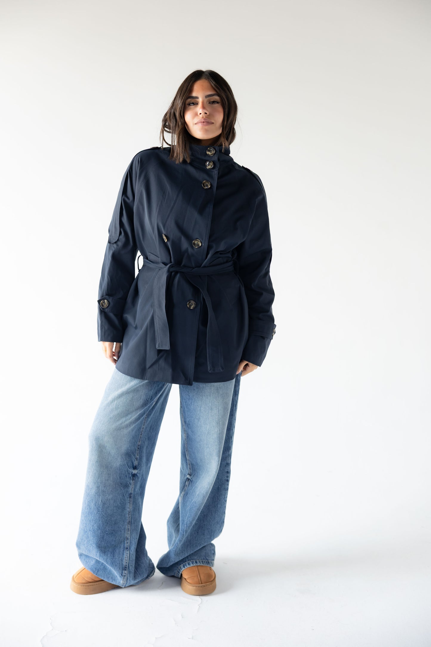 High-Neck Trench in Navy