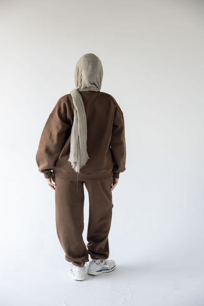 Brown Oversized Crewneck Set