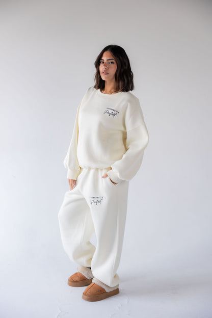 Cream Oversized Crewneck Set