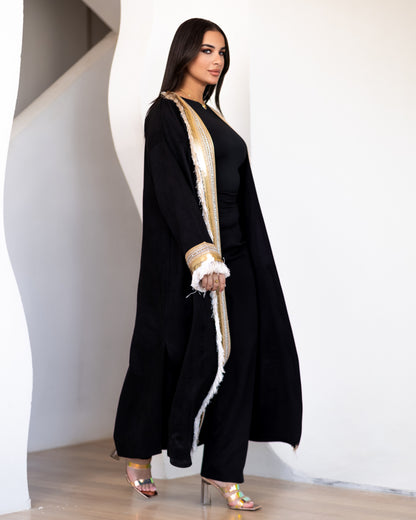 Statement suede kaftan in black