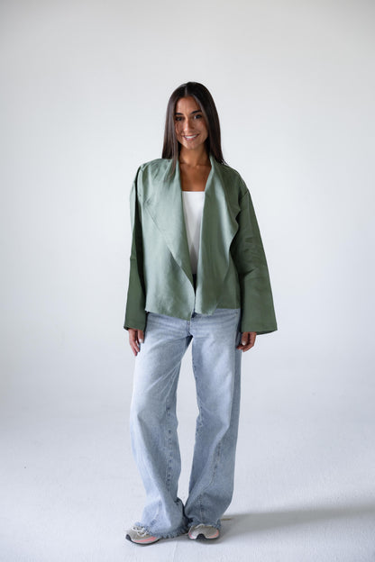 Linen Flow Cardigan in Mint