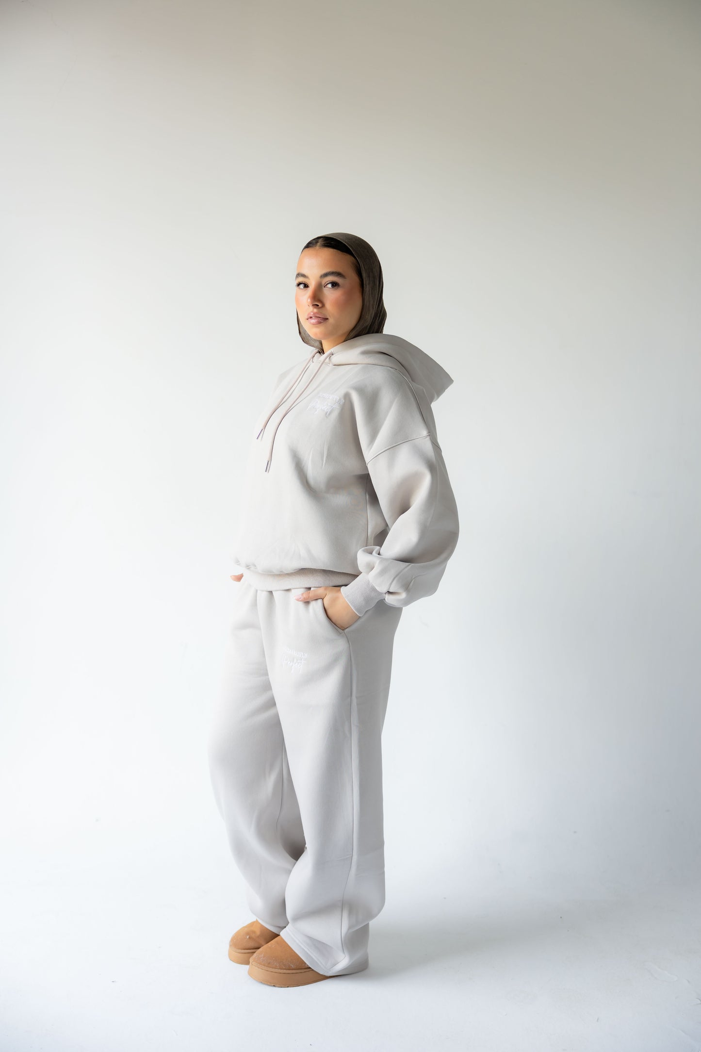 Light Grey Oversized Hoodie Set