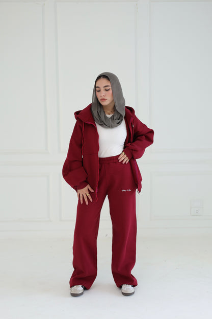 Burgundy Loose-fit Sweatpants