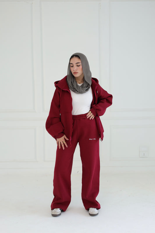 Burgundy Loose-fit Sweatpants