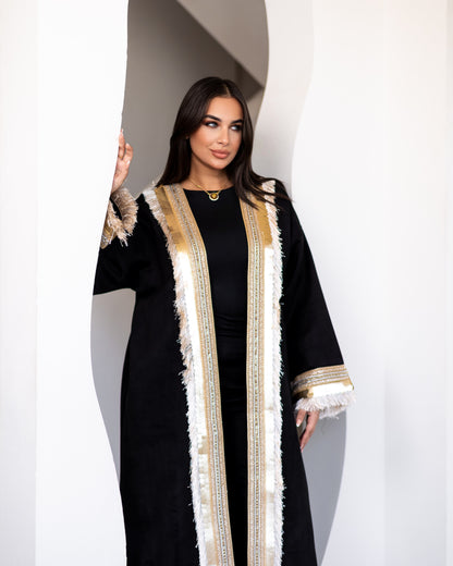 Statement suede kaftan in black
