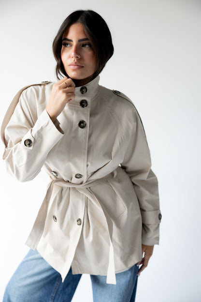 High-Neck Trench in Beige