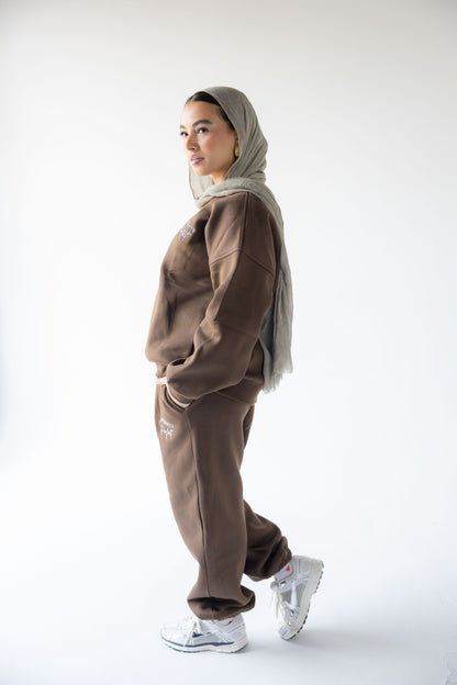 Brown Oversized Crewneck Set