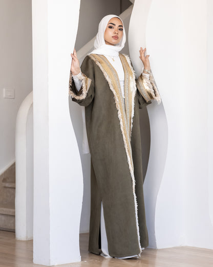 Statement suede kaftan in olive