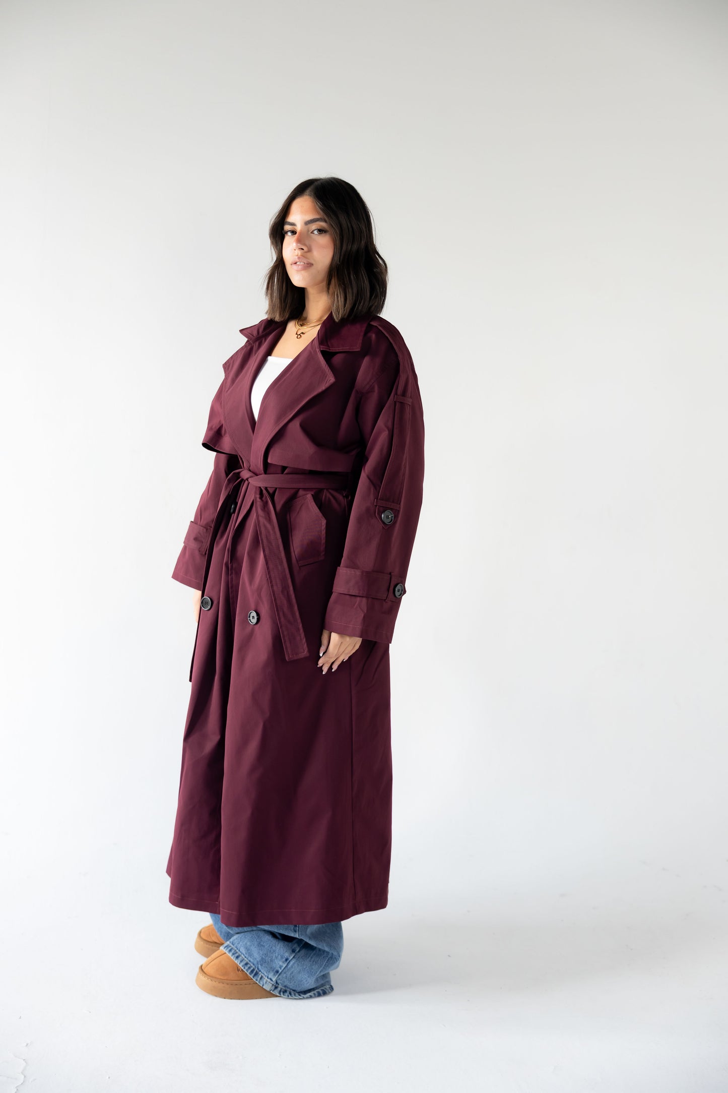 Trench Coat in Burgundy