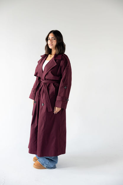 Trench Coat in Burgundy