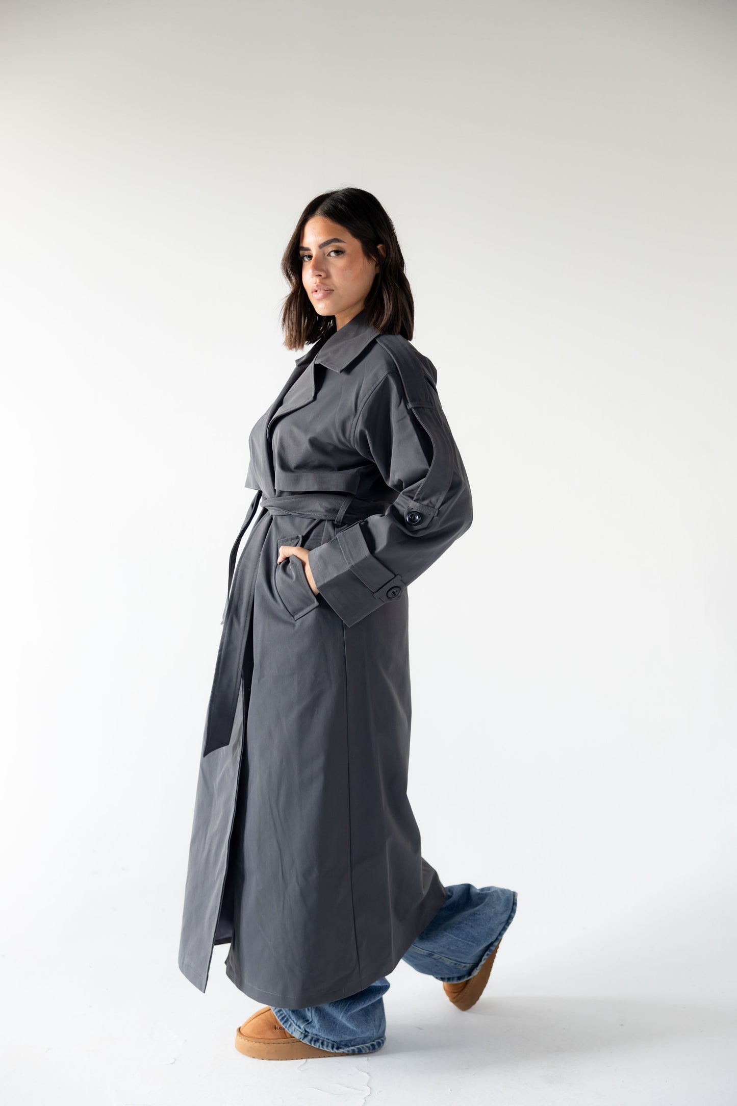 Trench Coat in Dark Grey