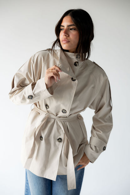 High-Neck Trench in Beige