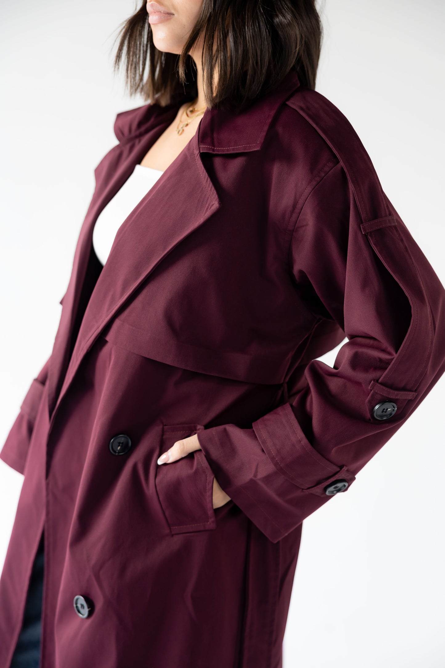 Trench Coat in Burgundy