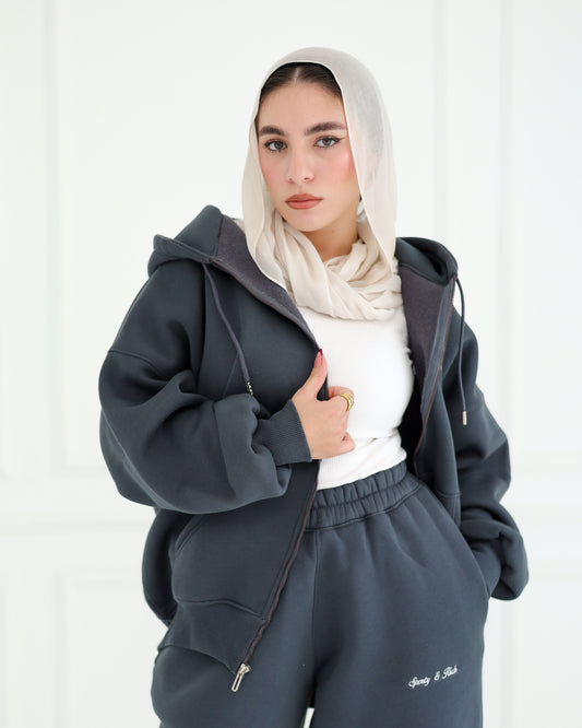 Dark Grey Zip Hoodie