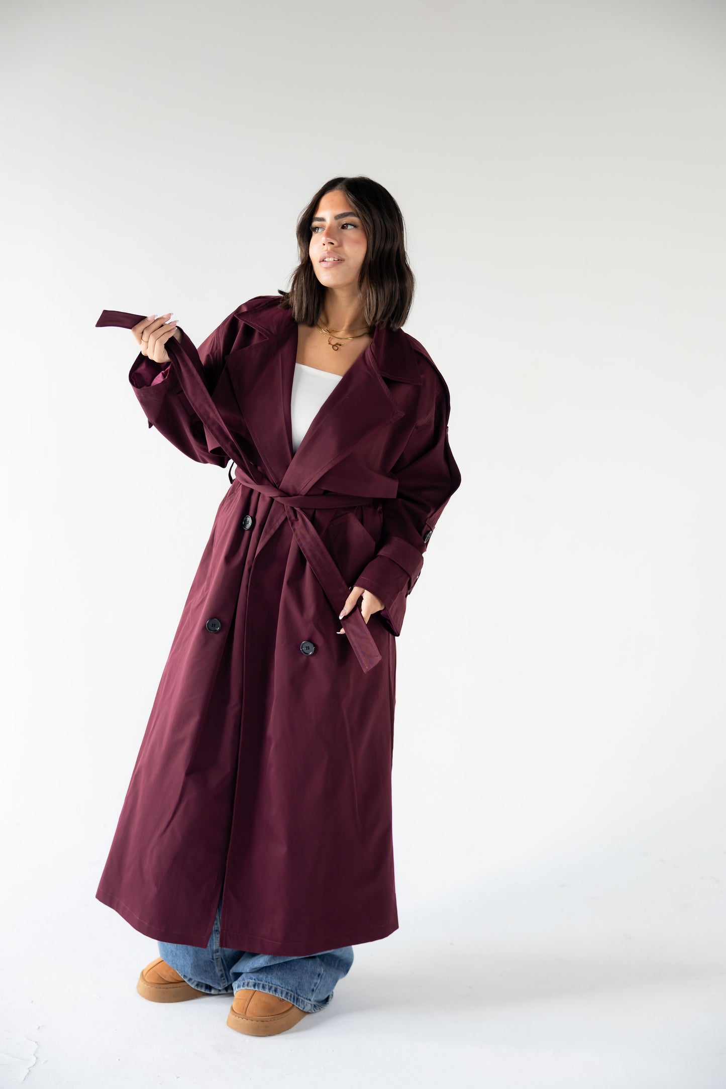 Trench Coat in Burgundy