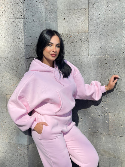 Cropped hoodie set in pink