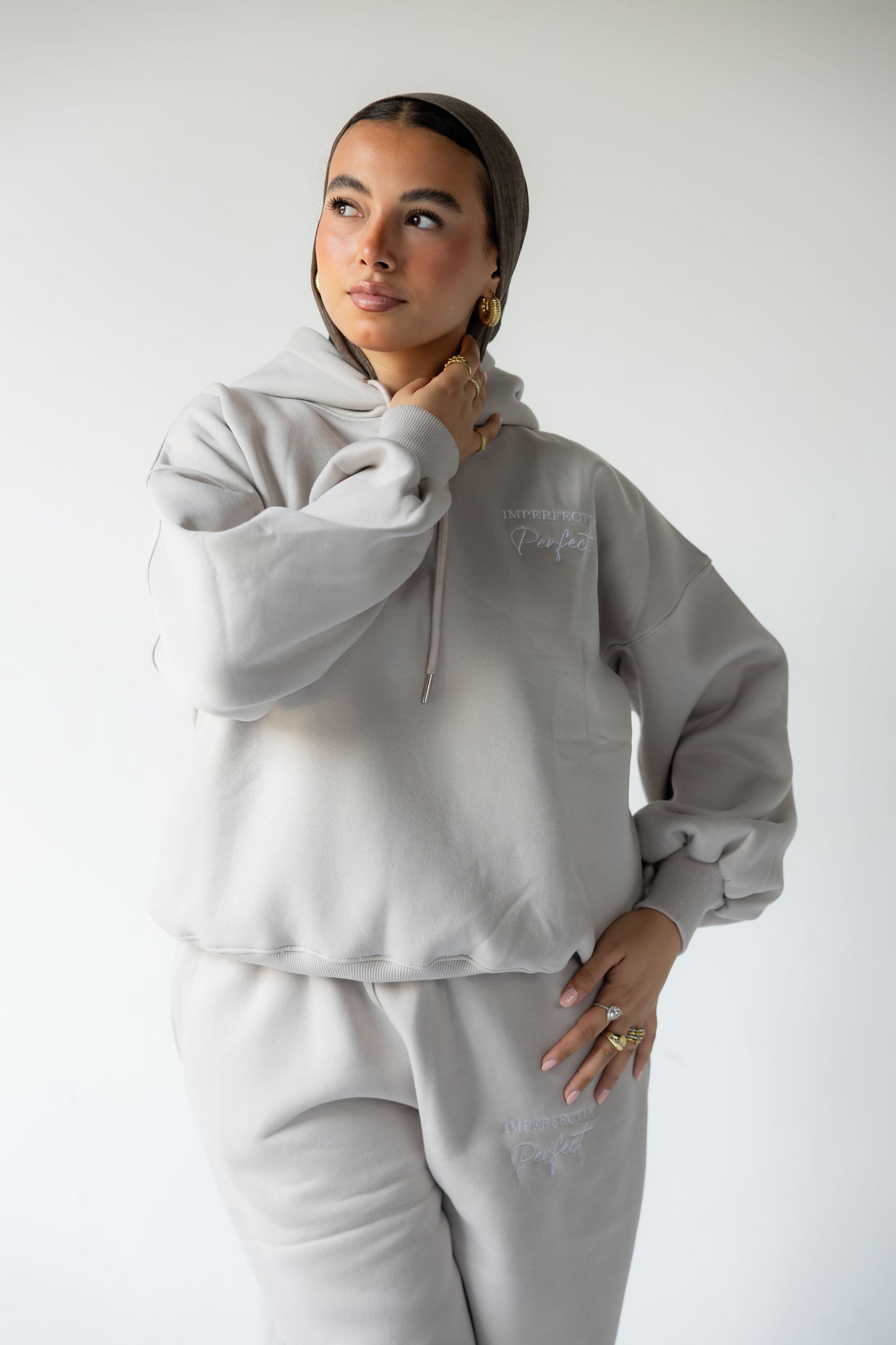 Light Grey Oversized Hoodie Set