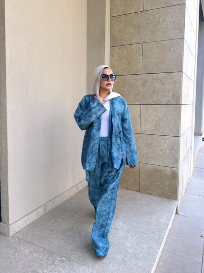 Floral Flow Set in washed blue