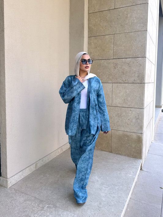 Floral Flow Set in washed blue