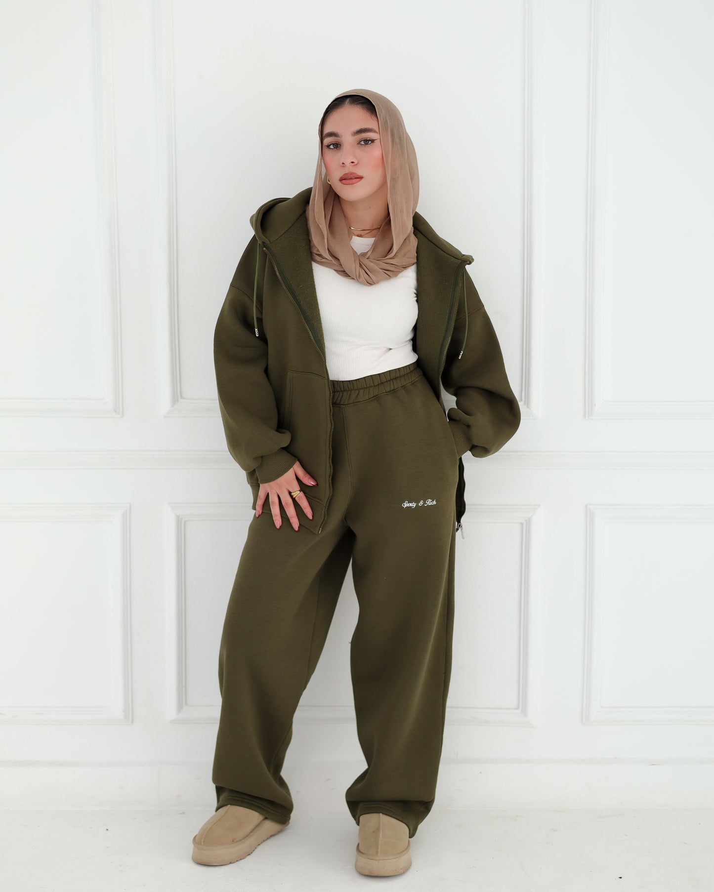 Olive Green Zip Hoodie