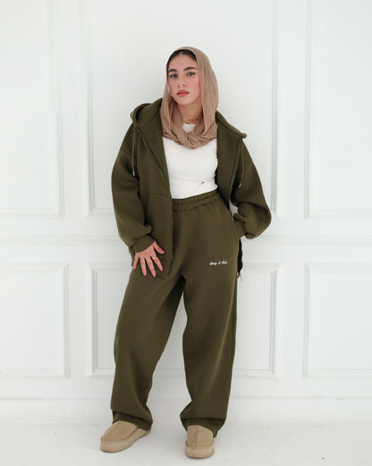 Olive Green Zip Hoodie