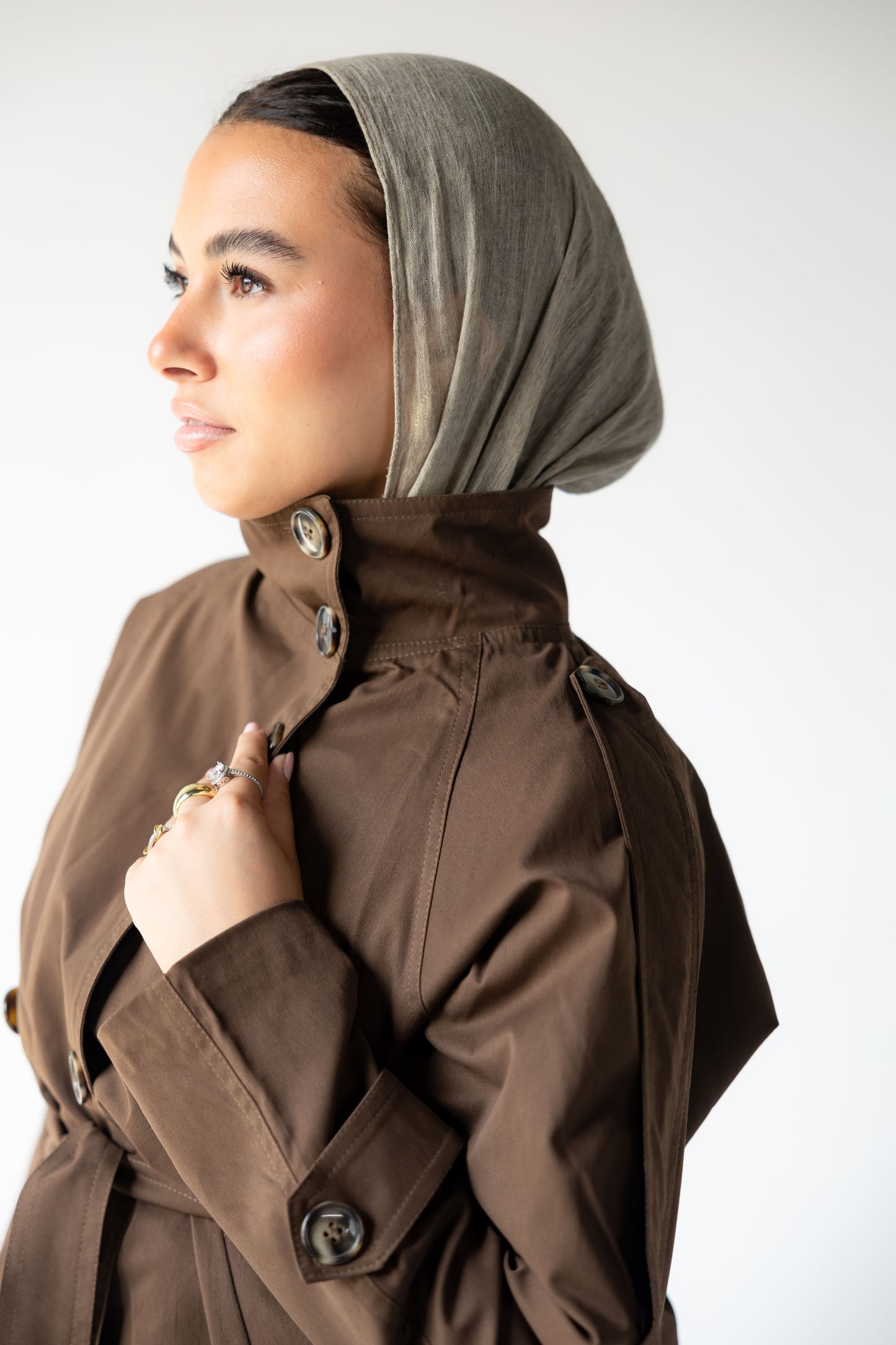 High-Neck Trench in Brown