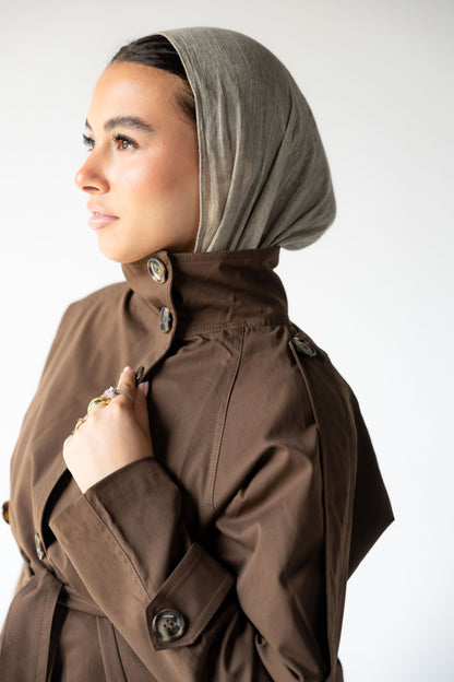 High-Neck Trench in Brown