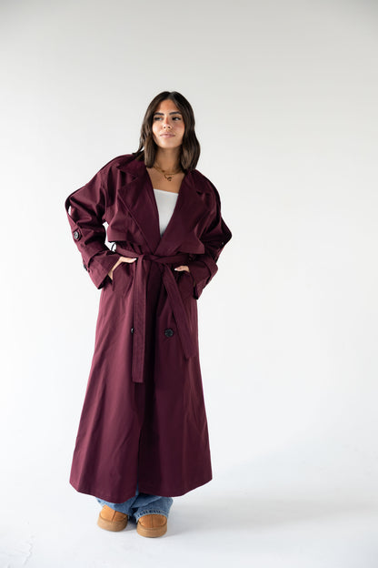 Trench Coat in Burgundy
