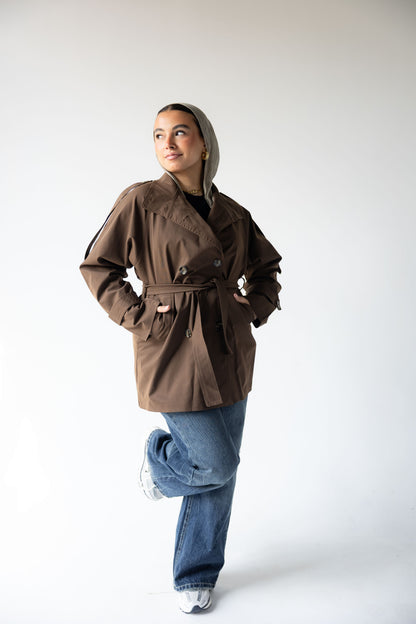 High-Neck Trench in Brown