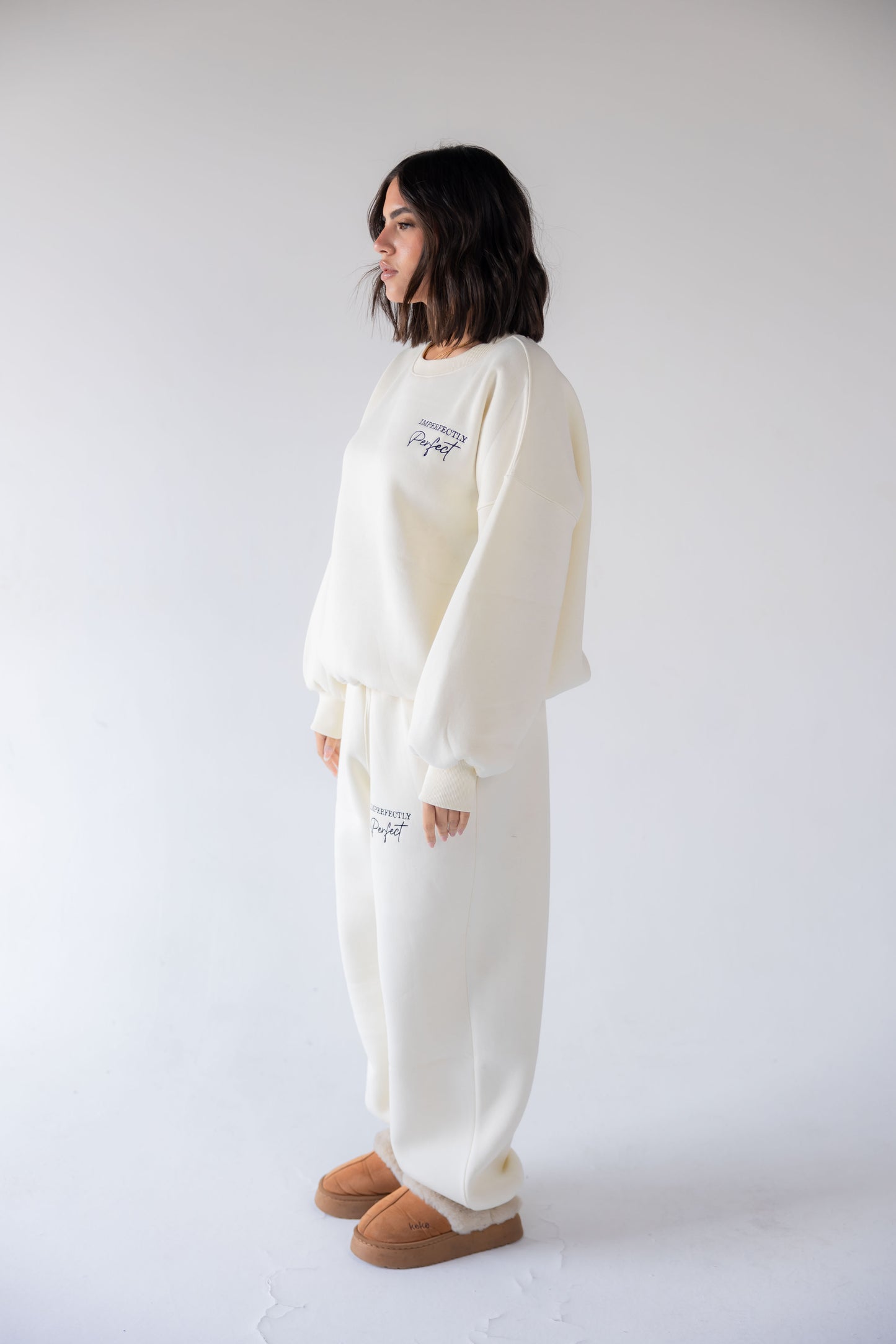 Cream Oversized Crewneck Set